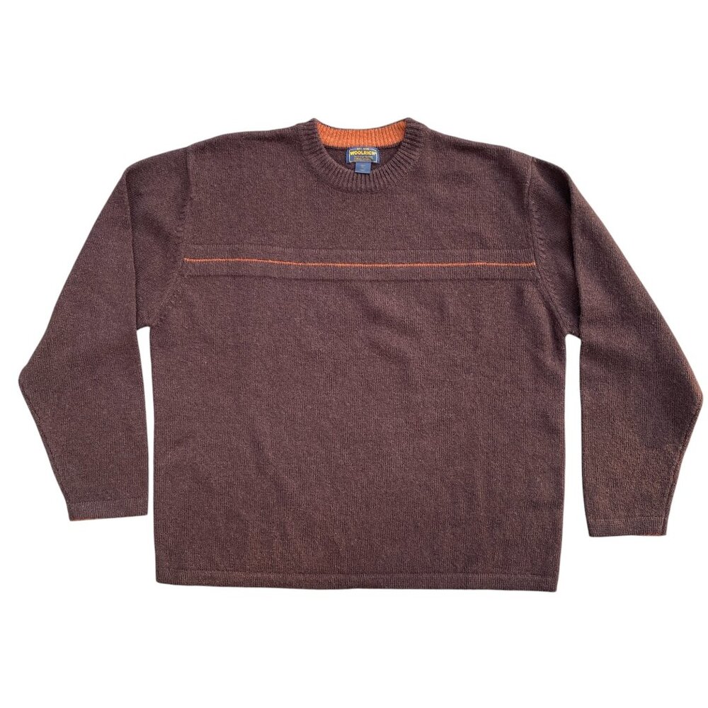 Vintage Japan Woolrich 100% Wool Sweater Indie Grunge Brown Kurt Cobain Thick-XL